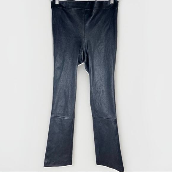 Theory Slim Kick Urban Leather Pants Black Cropped Kick Flare Sz 4 - Picture 3 of 9